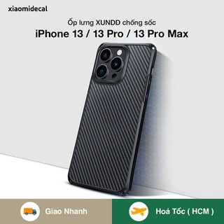 Ốp lưng XUNDD iPhone 13 / 13 Pro / 13 Pro Max  viền TPU chống sốc, mặt lưng vân cacbon