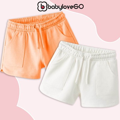 Quần đùi bé gái BabyloveGO quần short cho bé gái cạp chun co giãn thoải mái QT009