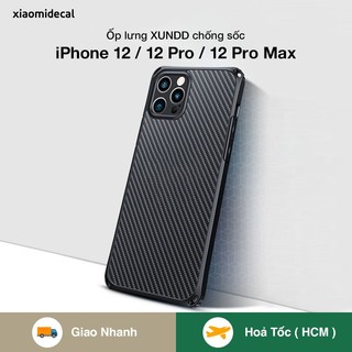 Ốp lưng XUNDD iPhone 12 / 12 Pro / 12 Pro Max viền TPU chống sốc, mặt lưng vân cacbon