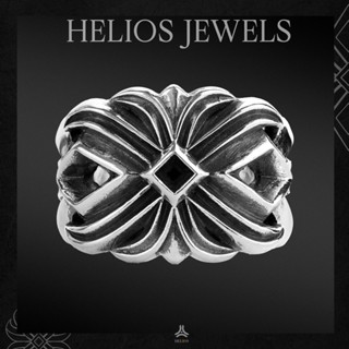 Nhẫn Bạc Nam, Nữ HeliSilver S925 Michigan Lotus Helios Black Silver Original