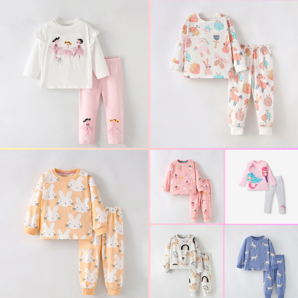 Bộ thu đông cho bé gái hãng Little Maven, Malwee Bộ dài tay bé gái chất cotton mềm mại P1 - Jumping Beans