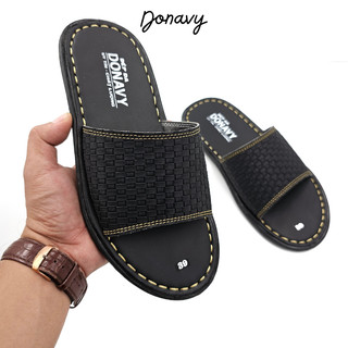 69K LẤY LƯỢT BÁN - Dép Quai Ngang Nam Da DONAVY Cao Cấp Bản Quai Ngang Nổi Bật, Khâu Quai Chắc Chắn Dép D.Bản CARO