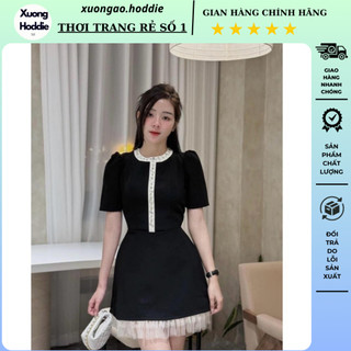 Váy cổ tròn đính ngọc ,đá phối chân lưới có quần đùi trong !!! s154