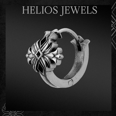 Khuyên tai bạc Nam, Nữ HeliSilver S925 Baikal Lotus Helios Black Silver