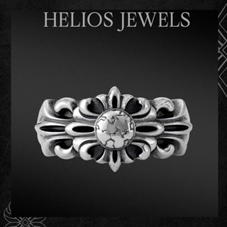 Nhẫn Bạc Nam, Nữ HeliSilver S925 Borneo Sunflower Helios Black Silver Original