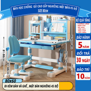 Bàn học sinh SKYA C12 bàn học thông minh cho bé chống cận chống gù thay đổi chiều cao tiện lợi kèm kệ sách và ngăn kéo