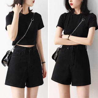 Quần short jean ngố ống rộng túi hông ullzang Quần short kaki nữ cao cấp lưng cao