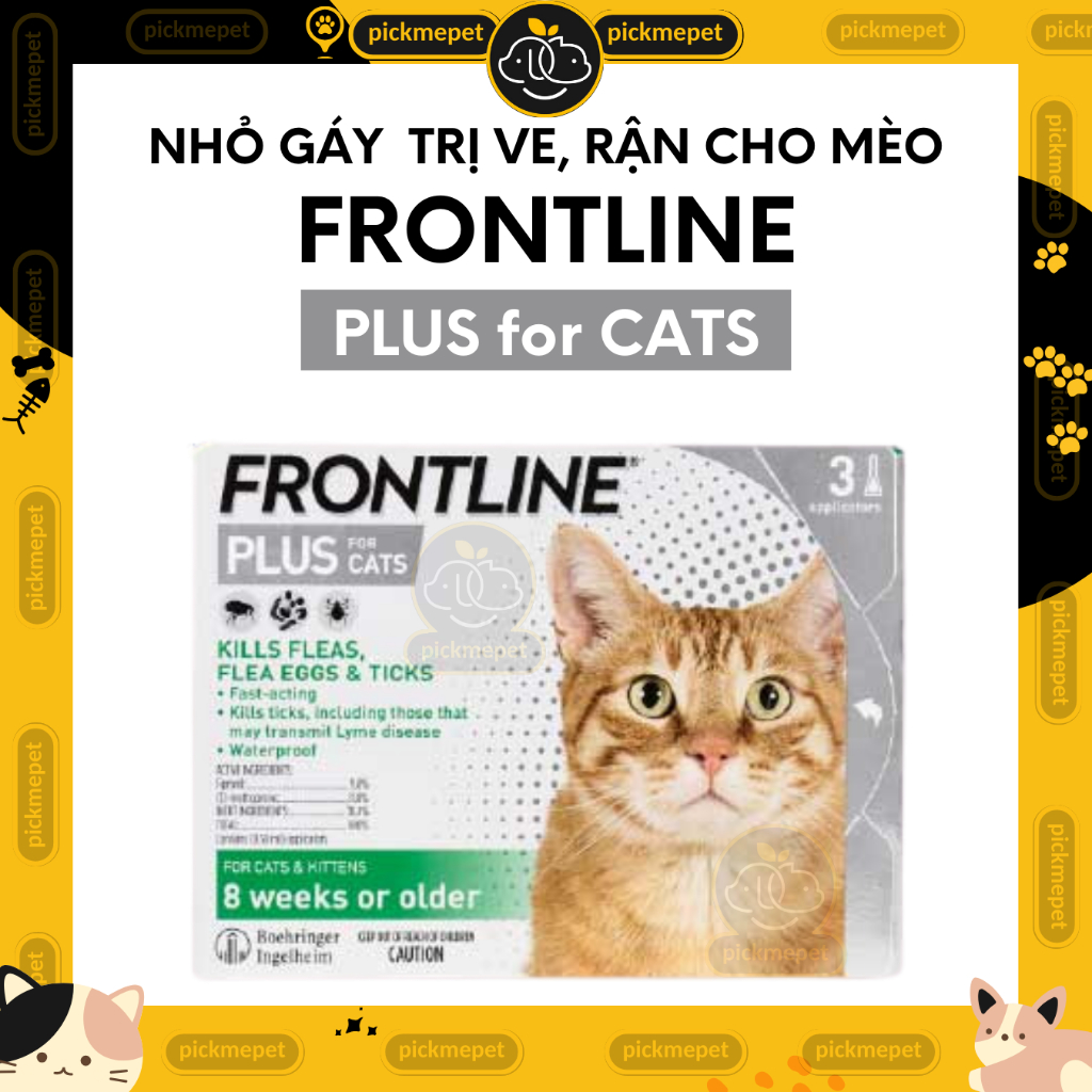 [ CHÍNH HÃNG ] [1 Tuýp] Nhỏ Ve Rận, Bọ Chét Frontline Plus Cho Mèo Trên 2 tháng