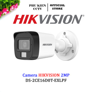 Camera Hikvision 2Mp DS-2CE16D0T-EXLPF Có màu, Hồng ngoại 20m vỏ nhựa - Hàng chính hãng