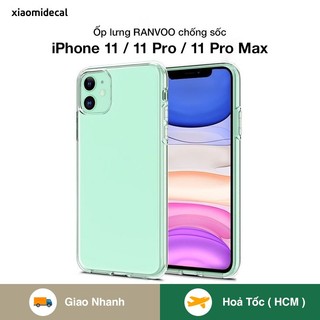 Ốp lưng RANVOO iPhone 11 / 11 Pro / 11 Pro Max trong suốt, viền TPU chống sốc, mặt lưng kính