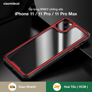 Ốp lưng IPAKY iPhone 11 / 11 Pro / 11 Pro Max mặt lưng trong, chống sốc, cạnh màu