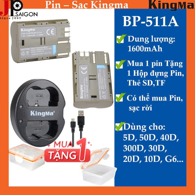 PIN SẠC MÁY ẢNH KINGMA BP-511 - HÀNG CHÍNH HÃNG