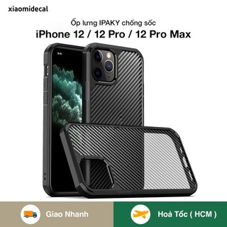 Ốp lưng IPAKY iPhone 12 / 12 Pro / 12 Pro Max viền TPU, chống sốc, mặt lưng vân carbon