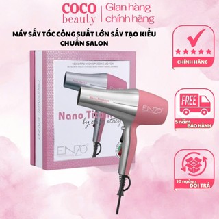 Máy sấy tóc cao cấp ENZO ion âm, máy sấy tóc công suất lớn 2 chiều nóng lạnh, giúp tóc luôn bóng mượt, Bảo Hành 5 Năm