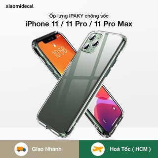 Ốp lưng IPAKY iPhone 11 / 11 Pro / 11 Pro Max viền TPU, chống sốc, trong suốt