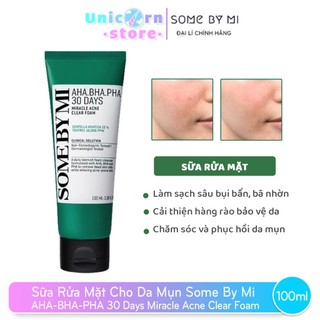 Sữa Rửa Mặt Ngừa Mụn Some By Mi AHA BHA PHA 30 Days Miracle Acne Clear Foam 100mL