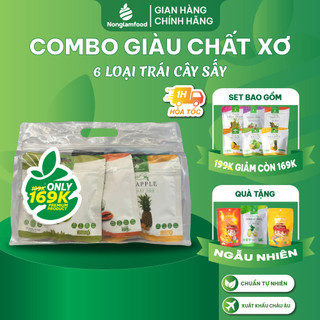 Combo 6 túi trái cây sấy giàu chất xơ Nonglamfood | Ăn vặt tăng cường đề kháng, đồ ăn vặt healthy