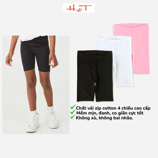 Quần legging đùi bé gái H&T chất vải rib cotton mềm mịn, co giãn cực tốt thoáng mát cho bé vui chơi thoải mái -HTBG036
