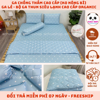 Ga Chống Thấm Thun Lạnh Organic Không Nóng Bí Cao Cấp Chính Hãng PT Ga Giường Lạnh ACHUASHOP Bi Xanh