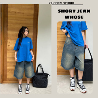  Quần short jean ống rộng WHOSE màu XANH XÁM - Quần ngố bò form Nam nữ unisex Chosen.Studio❤️ 