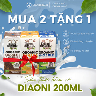 Sữa tươi hữu cơ DAIONI 200ml Các vị dâu, chuối, nguyên kem, socola