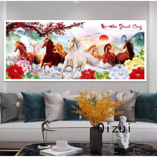 Tranh đính đá Mã Đáo Thành Công, 100*50cm-130*64cm-180*85cm ( tranh chưa đính đá)