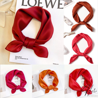 Khăn lụa Satin tone cam, khăn lụa vuông trơn size 60x60cm làm đồng phục quấn túi xách  - HOTI - SD014