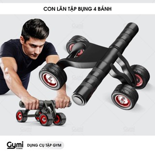 [Tặng Thảm Lót] Con Lăn Tập Bụng 4 Bánh Đa Năng - Dụng Cụ Tập Cơ Bụng Tại Nhà