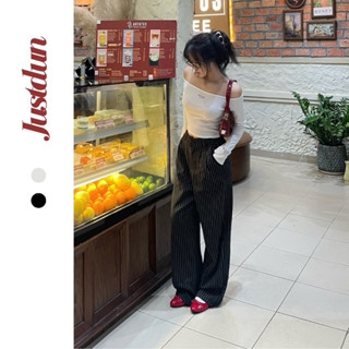 Quần kẻ sọc line form xuông JUSTDUN HX1