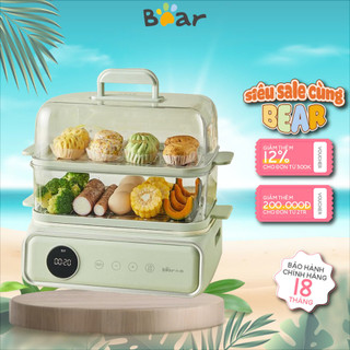 Nồi lẩu điện đa năng và lồng hấp Bear DZG-P20W6, 1200W, Hẹn giờ nấu, Khay hấp Inox 304, BH 18 Tháng