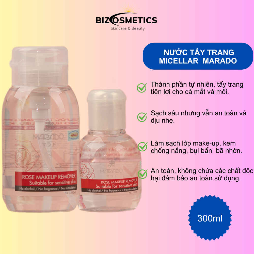 Nước tẩy trang hoa hồng Marado 300ml chính hãng