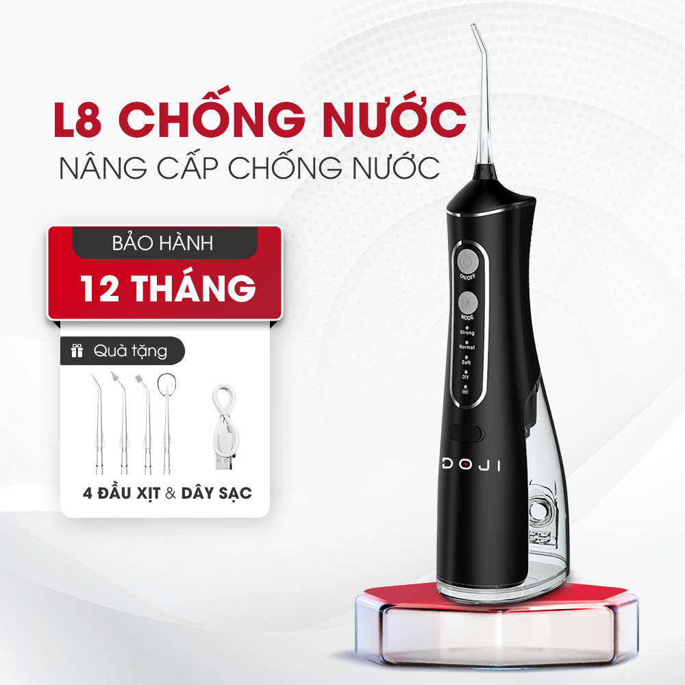 Tăm nước DOJI chính hãng 4 chế độ, nâng cấp chống nước, công suất mạnh, tặng 4 vòi xịt, dây sạc USB