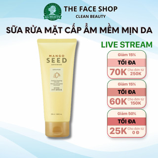 Sữa rửa mặt cấp ẩm The Face Shop Mango Seed Creamy Foaming Cleanser 150ml dưỡng ẩm sạch sâu se khít lỗ chân lông