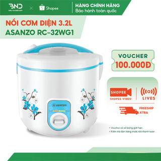 Nồi cơm điện nắp gài 3.2L Asanzo RC-32WG1 công suất 1100W lòng nồi phủ chống dính bảo hành 12 tháng