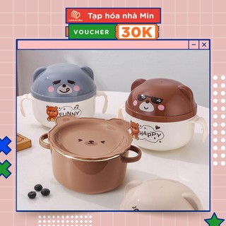 Bát Úp Mỳ, Cốc Đựng Canh, Đựng Cơm, Cháo, Súp - Lõi Inox Hình Gấu Đáng Yêu
