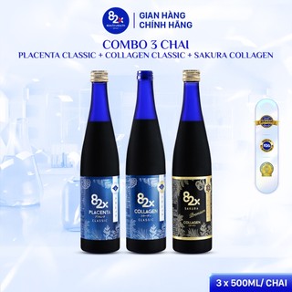 [Combo 3 Chai] Nước uống Collagen 82X Gồm PLACENTA + COLLAGEN + SAKURA COLLAGEN 500ml/chai