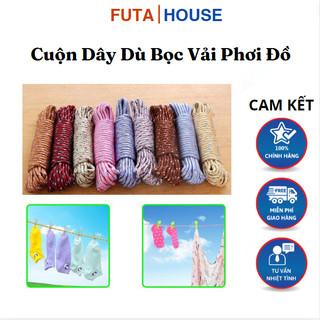 Cuộn dây dù 10 mét bọc vải phơi đồ buộc đồ mắc võng cột lều siêu dai bền đẹp đa năng nhiều màu
