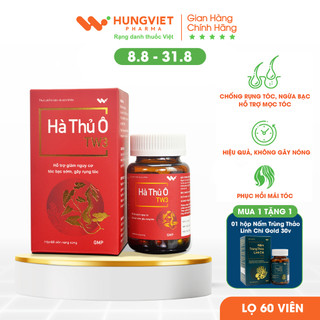 Viên uống HÀ THỦ Ô TW3 - Hỗ trợ giảm nguy cơ tóc bạc sớm, ngăn rụng tóc HungViet Pharma lọ 60v