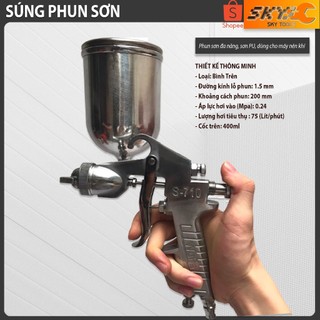 Bộ súng phun sơn s710 đầu béc 1.5 + bình chứa sơn 400cc đi kèm 1 bép và 1 một súng
