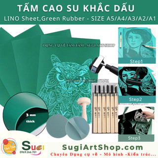 [ TÂM TÂM ] Tấm cao su khắc dấu , Tấm cao su làm dấu  LINO Sheet,Green Rubber