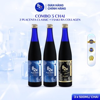 [Combo 3 Chai] Nước uống Collagen 82X Làn Da “SƯƠNG MAI MỌNG MƯỚT” Gồm 2 Placenta Classic + 1 Sakura Collagen 500ml/Chai