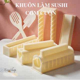 Bộ dụng cụ - Khuôn làm sushi cơm cuộn kimbap 10 món tiện lợi (Hình tròn, trái tim, vuông, quả táo, gấu, tam giác)