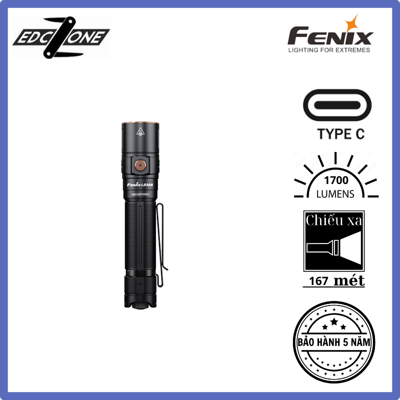 Đèn FENIX LD30R Chính hãng (1700 Lumens - chiếu xa 267 mét)