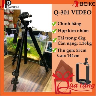 Chân máy ảnh tripod beike q-301v- có tay quay+ quà tặng