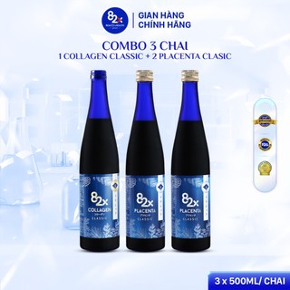 [Combo 3 Chai] Nước uống Collagen 82X Cho Phụ Nữ U40: DA ĐẸP NHƯ Ý - CĂNG TRÀN SẮC XUÂN: Placenta + Placenta + Collagen