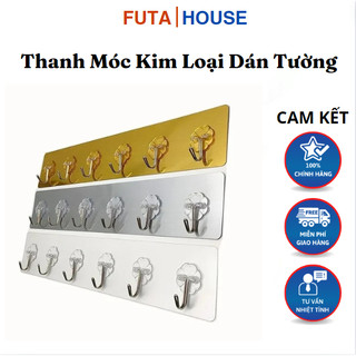 Thanh kim loại dán tường 6 móc treo đồ chắc chắn tiện lợi