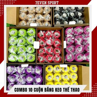 Combo 10 cuộn băng keo thể thao, băng cao su non 5cm, băng quấn cổ chân cổ tay thể thao, bóng đá