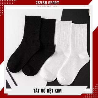 Tất vớ dệt kim nam nữ trắng đen cổ ngắn, cổ trung, cổ cao, tất vớ dệt kim thoáng mát