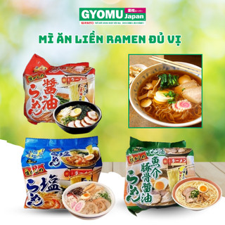 Mì ăn liền ramen vị nước tương , vị thịt heo , vị muối , vị miso 83g x5