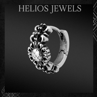 Khuyên Tai Bạc Nam, Nữ HeliSilver S925 Bwindi Sunflower Helios Black Silver Original